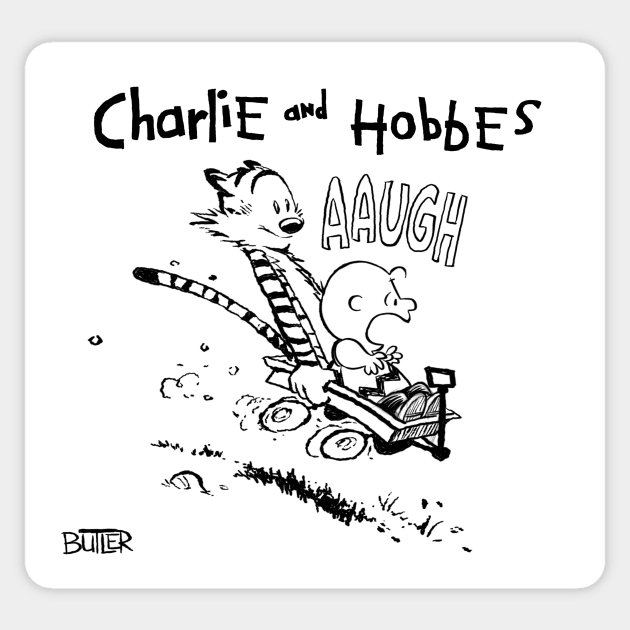 Charlie and Hobbes Sticker by TeeBeeToonsTees
